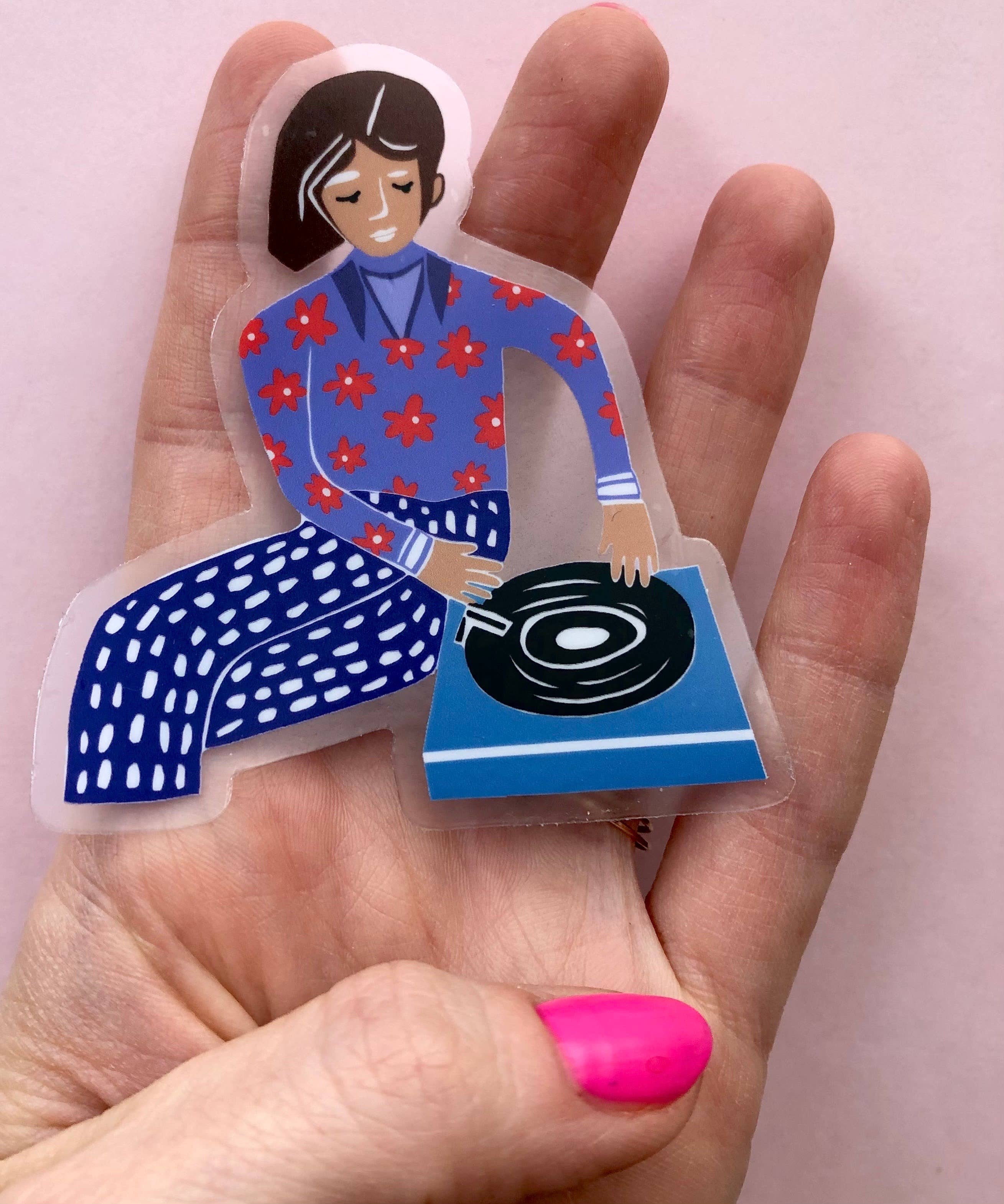 Rare Press - Wholesale Sticker - DJ Gal Vinyl Sticker (color)1