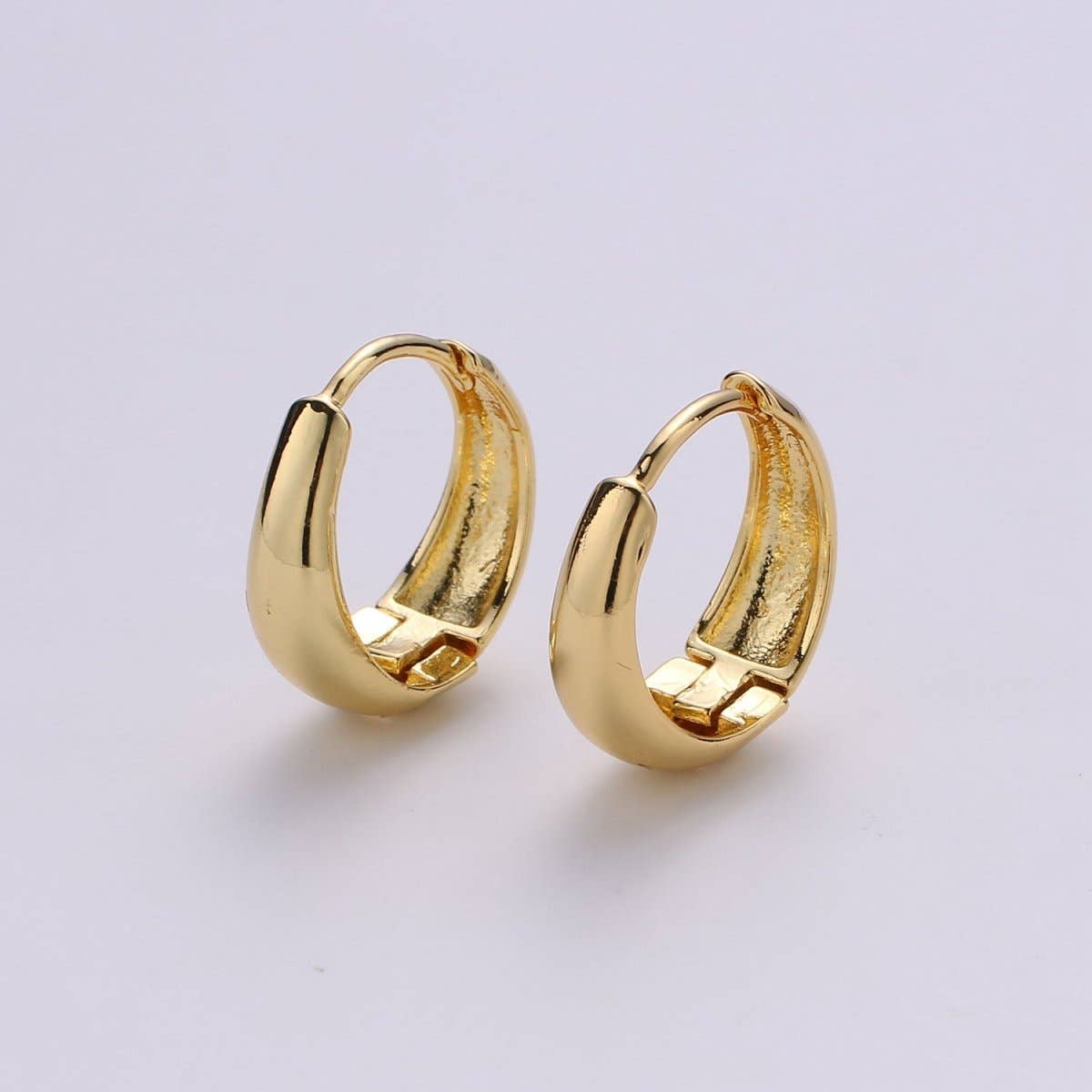 Aim Eternal - Wholesale Huggie Earrings - 24k Vermeil Gold Earrings, Huggie Earring, Tiny Earrings, Smooth Plated Earrings, Everyday Wear Earrings, Rosegold Earring, 18mm Earring K-653 K-6550