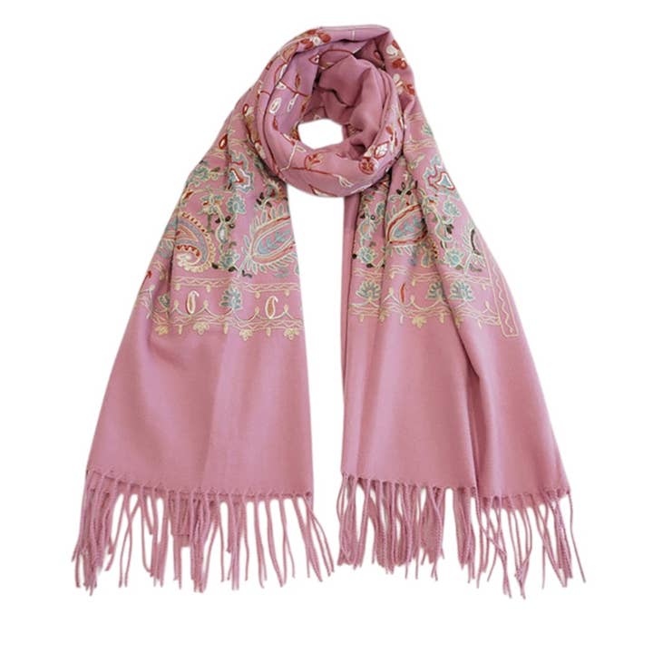 Sensibling Corp. - Wholesale Scarf - Women's - Floral Tassel Cashmere Feel Scarf14