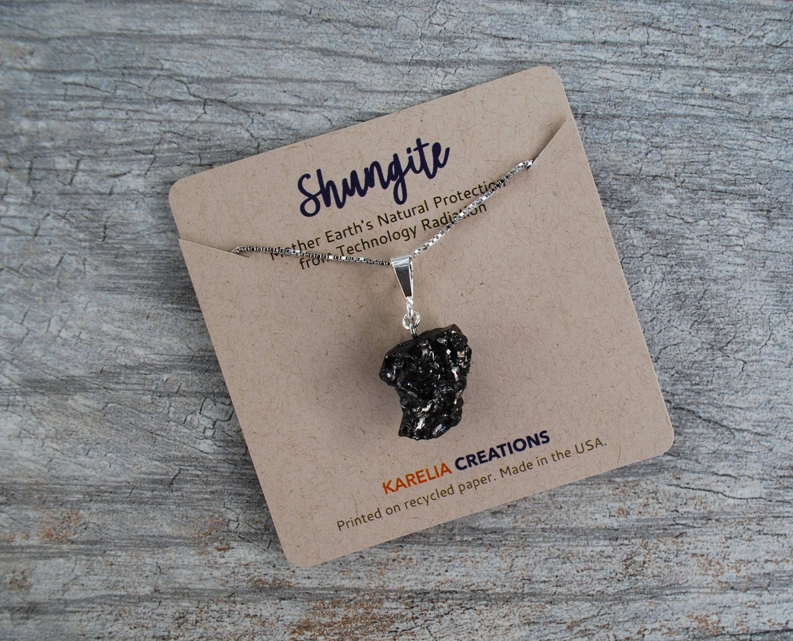 Karelia Creations - Wholesale Pendant/Charm Necklace - Elite Noble Raw Shungite Pendant | Sterling Silver Necklace1