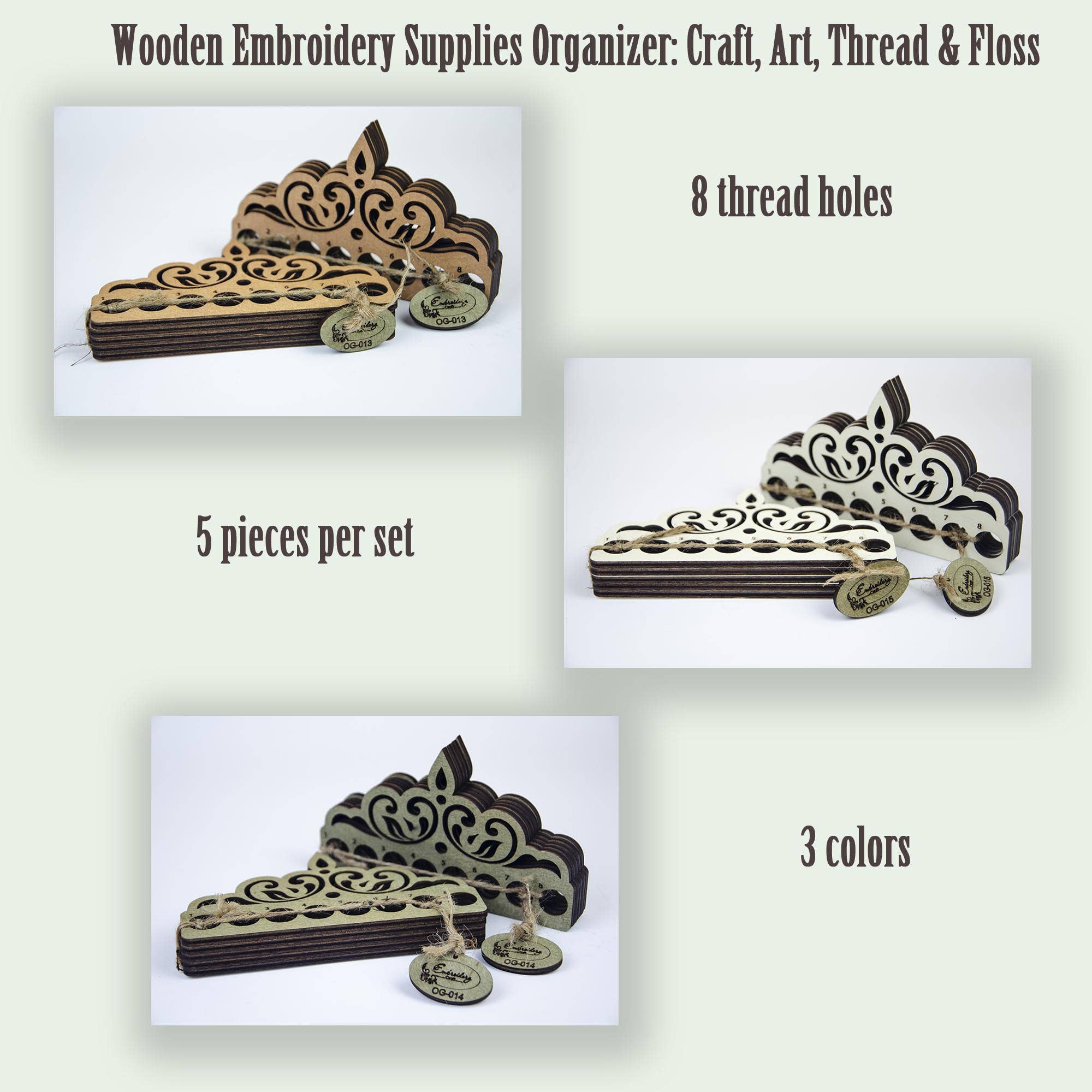 Embroidery craft - Wholesale Embroidery/Cross Stitch Supplies - Wooden Embroidery Thread Organizer 8 Holes – Set of 51