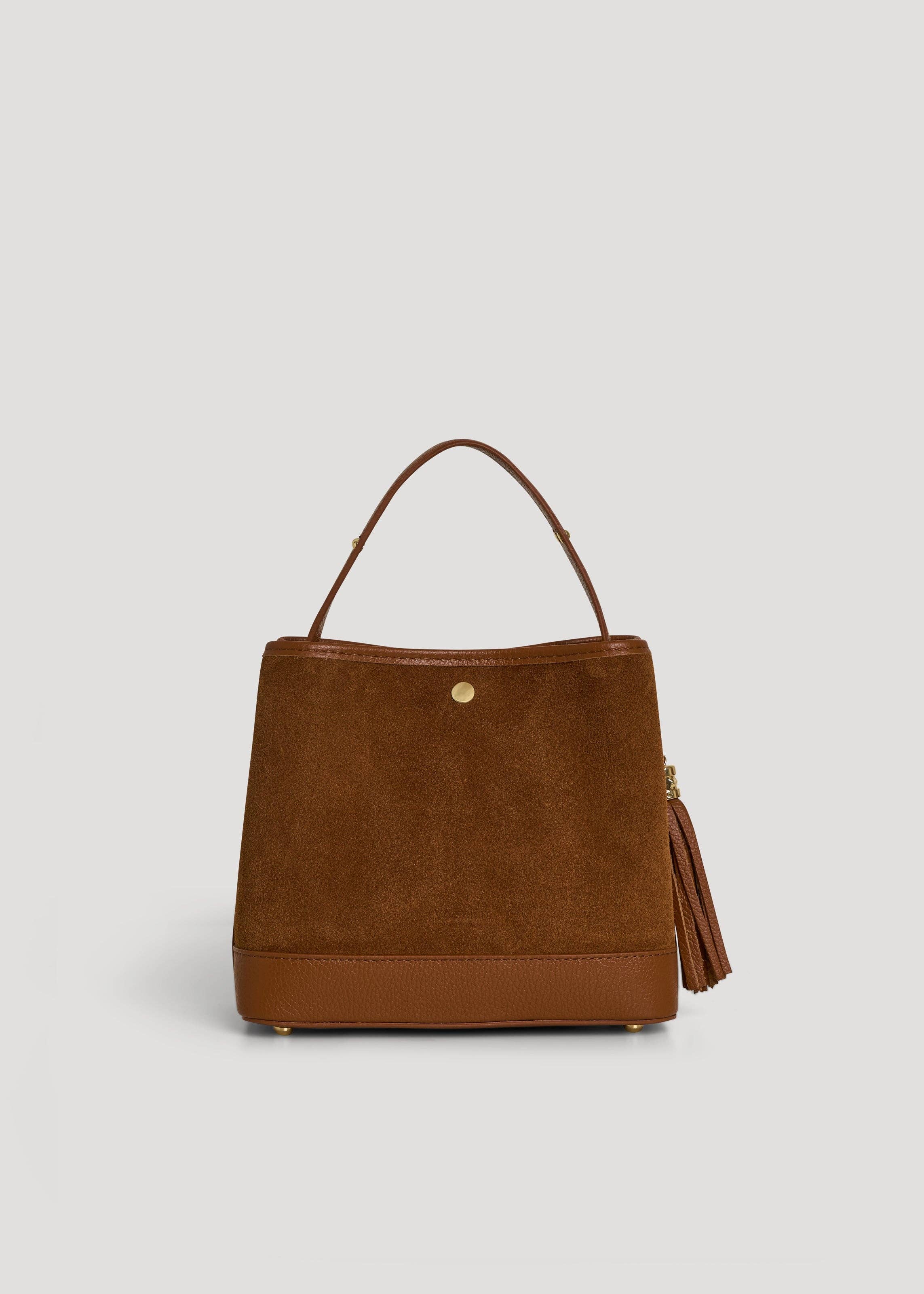 Voemièn – Mala com alça superior – Mulher por atacado – Kendy Bag em Camurça Castanha e Couro Dollar4