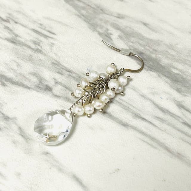 Anita K By Blushing Pink – wholesale Dangle earrings – Freshwater Pearl Cluster with Faceted Teardrop on Ear Wire8