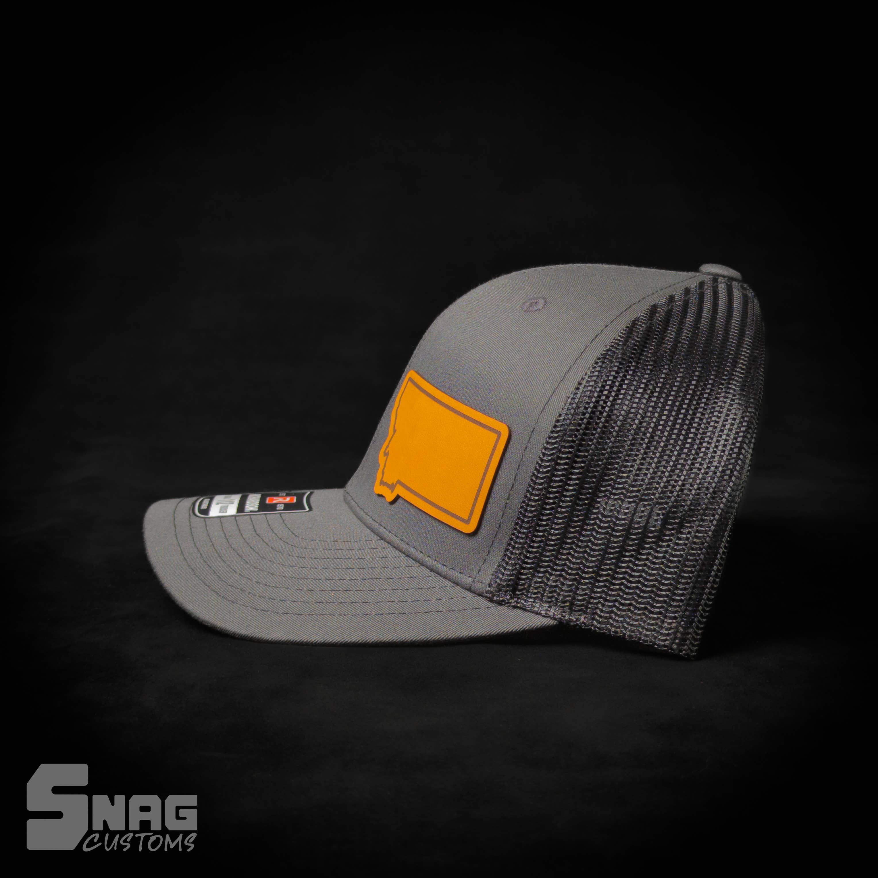 Snag Customs - Wholesale Trucker Hat - Unisex - Montana State Outline Leather Patch Hat1
