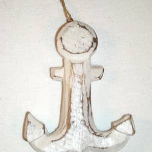 Beach Christmas Anchor White wood hand carved nautical for wholesale by Erik & Mike