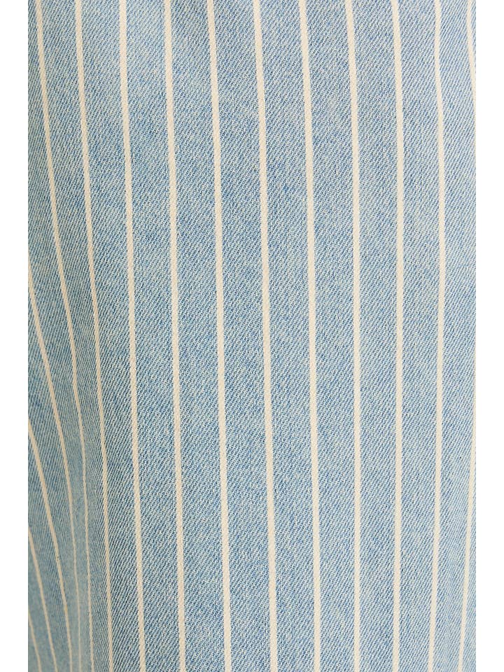 FLAP OPENING WIDE LEG STRIPE DENIM PANTS for wholesale on Faire