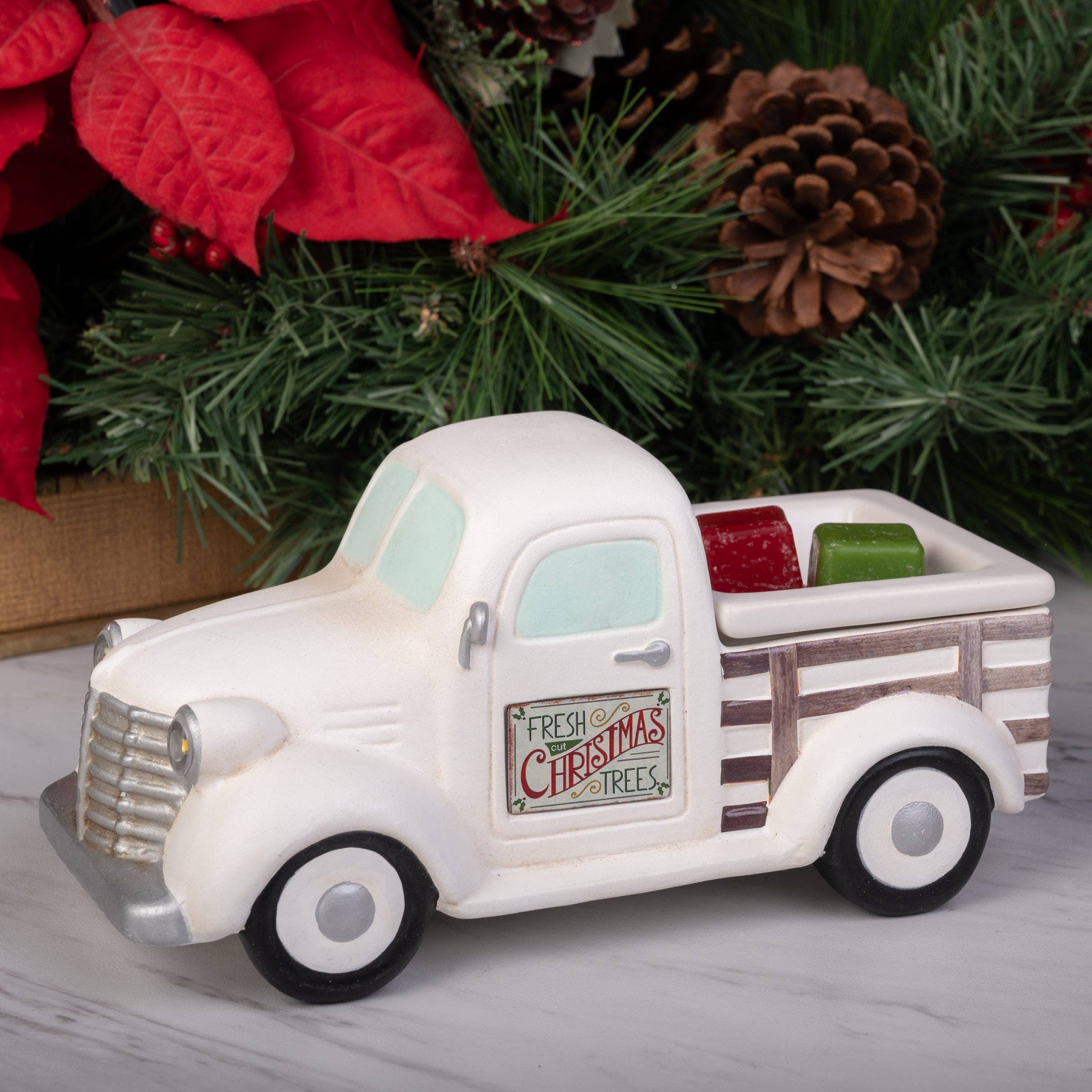 Rimports - Wholesale Wax Warmer - White Truck Fragrance and Wax Warmer with Two Holiday Signs2