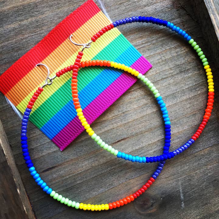 Rainbow Block Hoop Earrings for wholesale by MorninGloria's