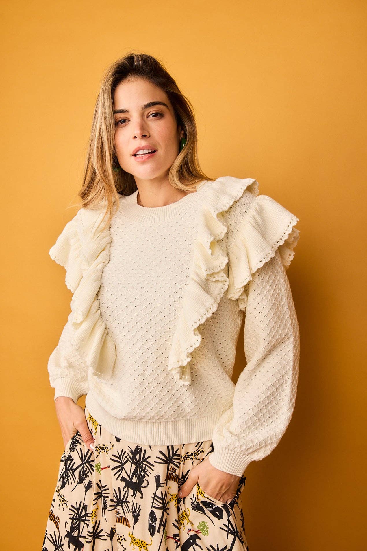 Smile – Pulôver - Mulher por atacado – Jersey Ninho Branco3