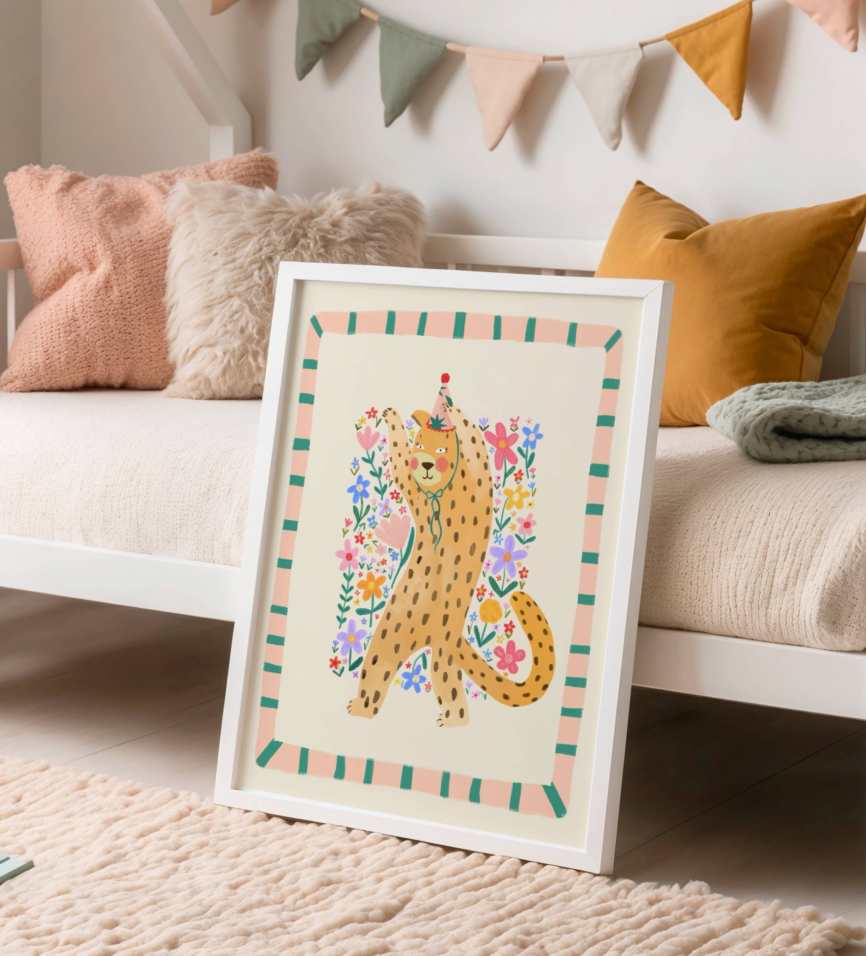 Kate Fox Design - Wholesale Art Print - Luna Leopard, Kids Art Print, Colourful Art, Fun Art, Animal3