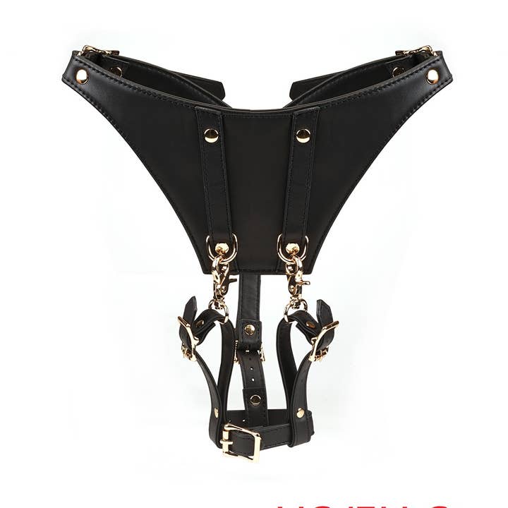 Harnais strap-on Dark Secret en cuir véritable durable avec ceinture pour orgasme forcé pour la vente par Liebe Seele