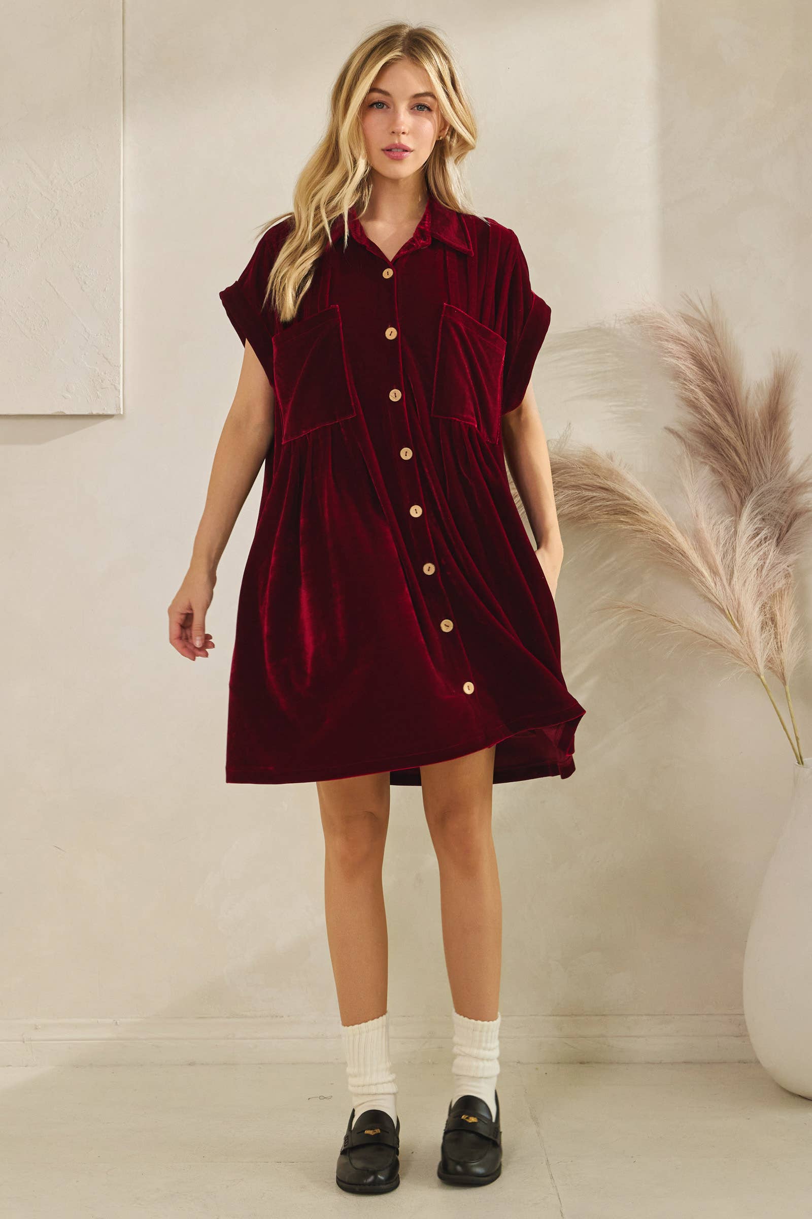 Sewn and Seen - Vente Robe – femme - Robe plissée en velours7