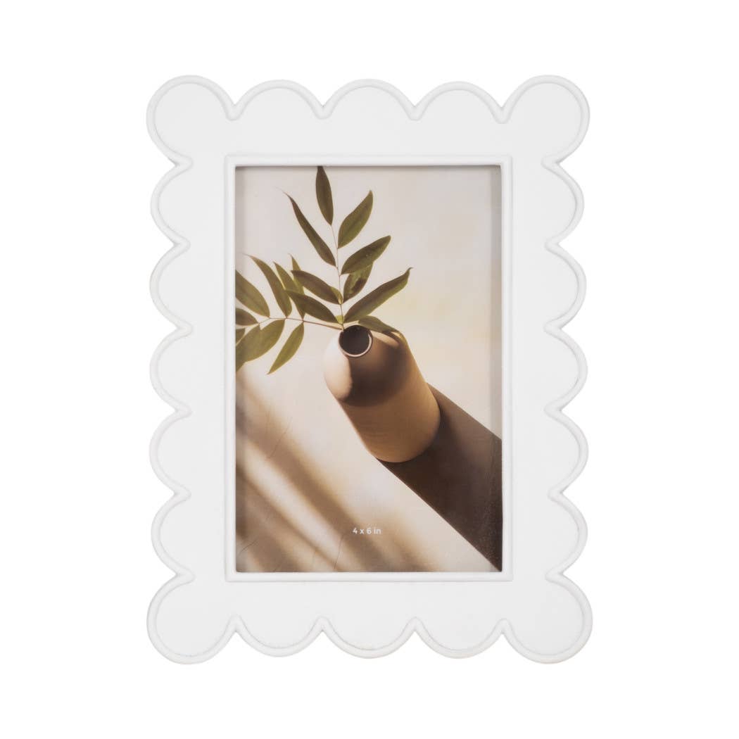 White Photo Frame - Resin with Decorative Scalloped Edge for wholesale on Faire5