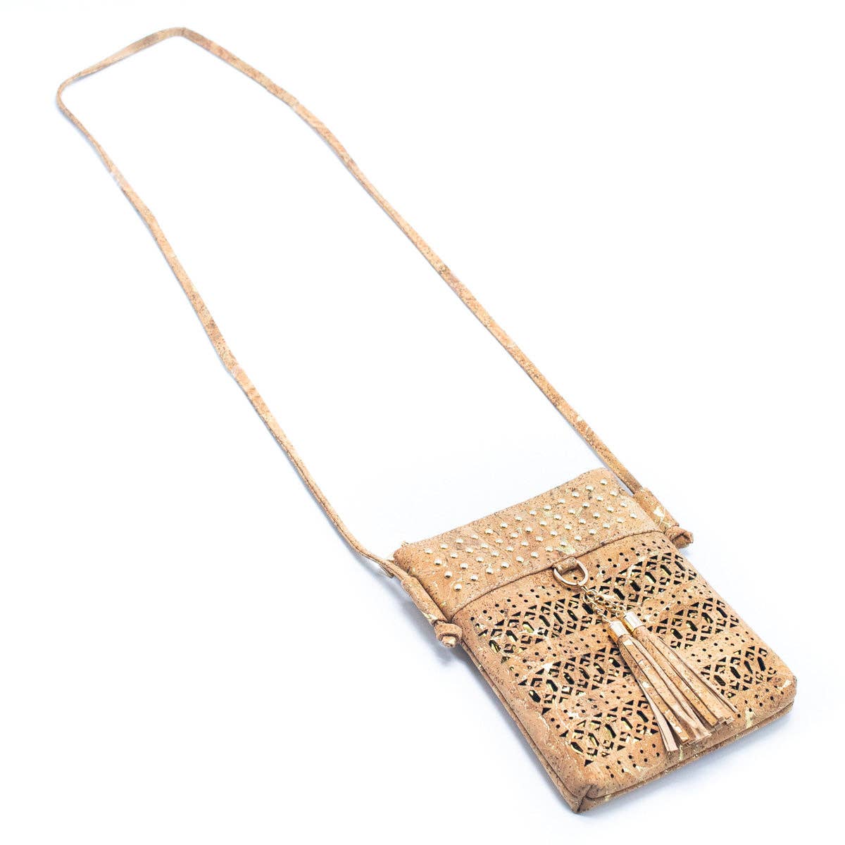 Meninas Bonitas Cork - Vente Sac à bandoulière – femme - Sac bandoulière pour femme en liège naturel avec accents dorés ou argentés et découpe4
