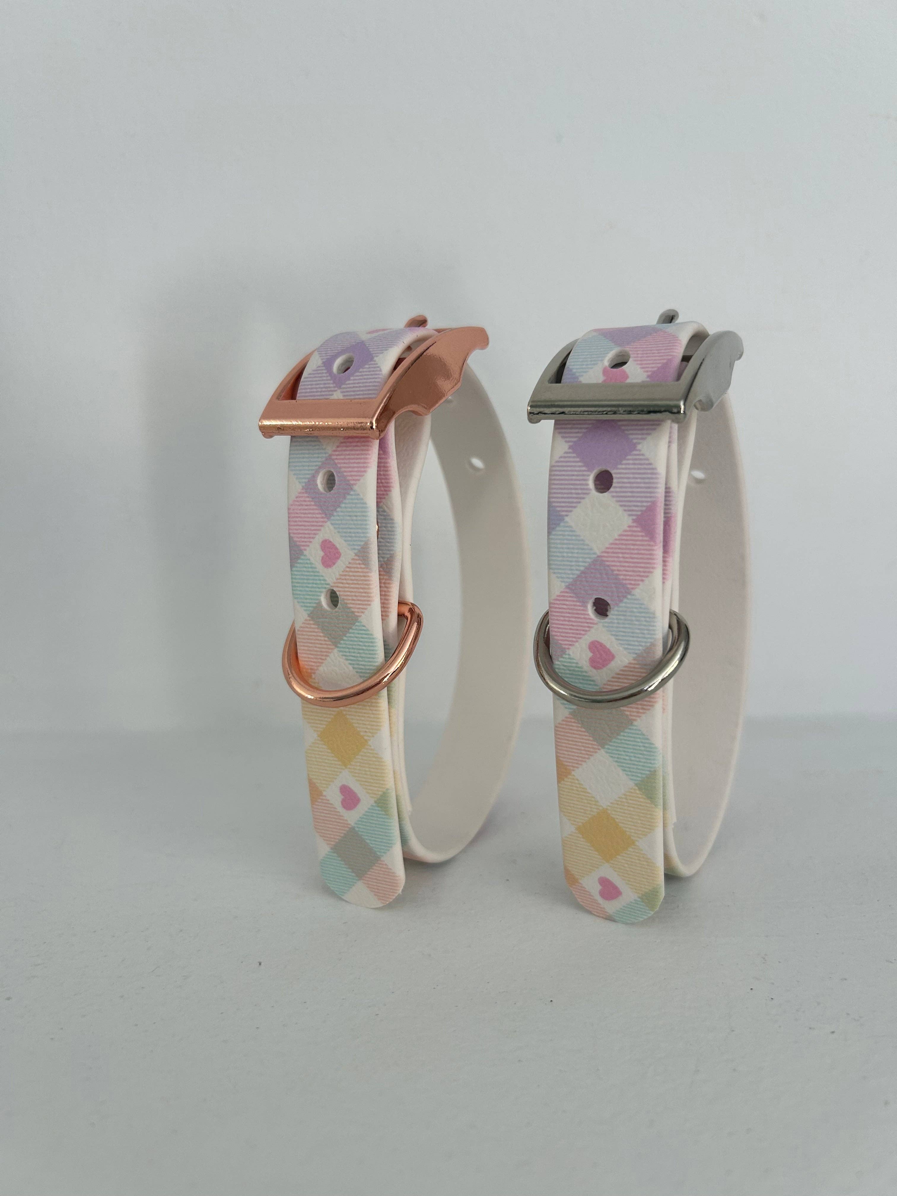 Puppies & Pom Poms - Vente Collier – chien - Collier pour chien artisanal pastel vichy étanche12