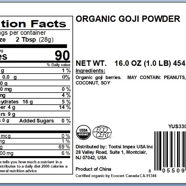 Yupik - Wholesale Protein/Superfood Powder - Yupik Organic Goji Powder, 1 lb