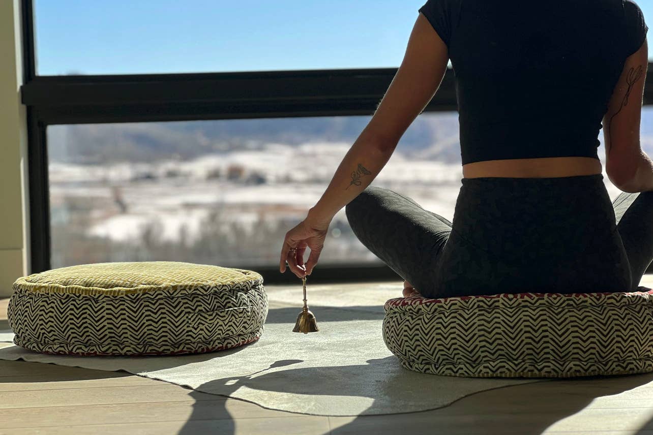 Verve Culture – Engroshandel Meditationsudstyr – Meditationspude med dobbeltsidet bloktryk - rund4