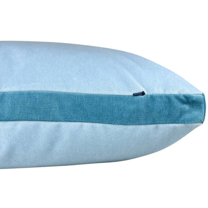 Eloise Chambray Blue Velvet Throw Pillow for wholesale on Faire
