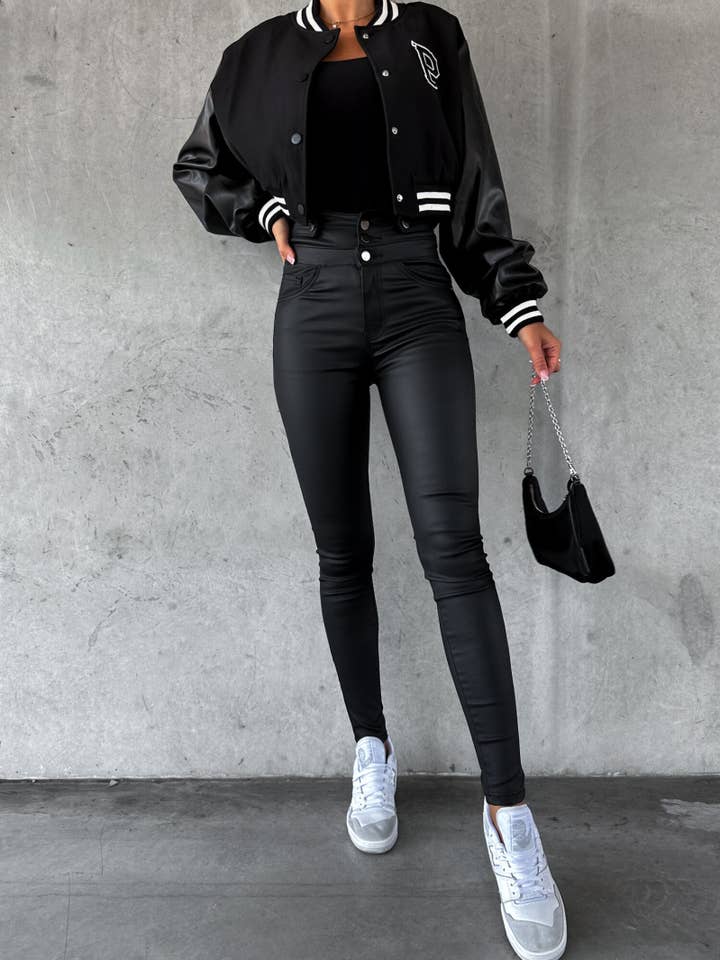 Black Coated pants with buttons - E085 for wholesale on Faire0