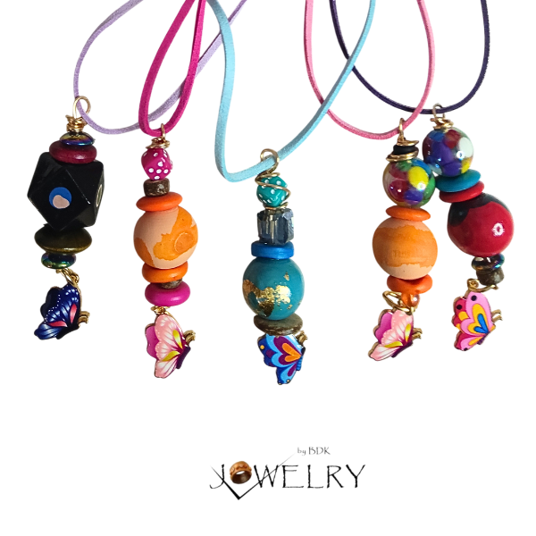 Jewelry By BDK - Wholesale Jewelry Set - 5-PC Handmade Boho Beaded Butterfly Pendant Necklaces 1