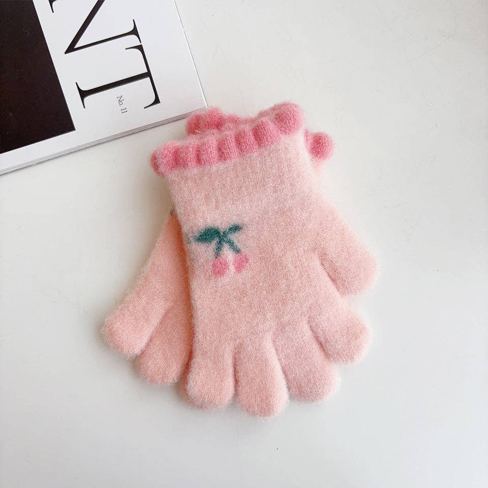 Little Trendy - Wholesale Gloves - Women's - Sweet Cherry Warm Gloves Five-Finger Gloves1