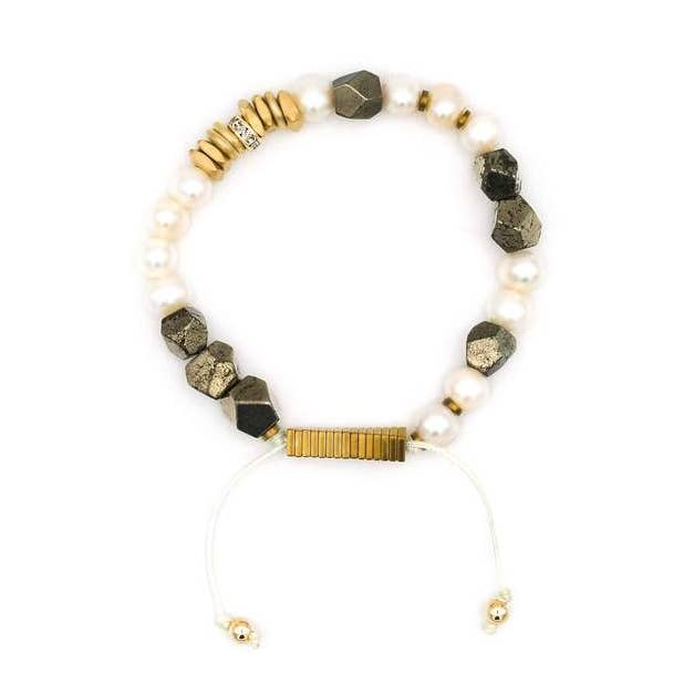 Pearl Pyrite Or Bracelet Diamant Laiton pour la vente par Popvibe