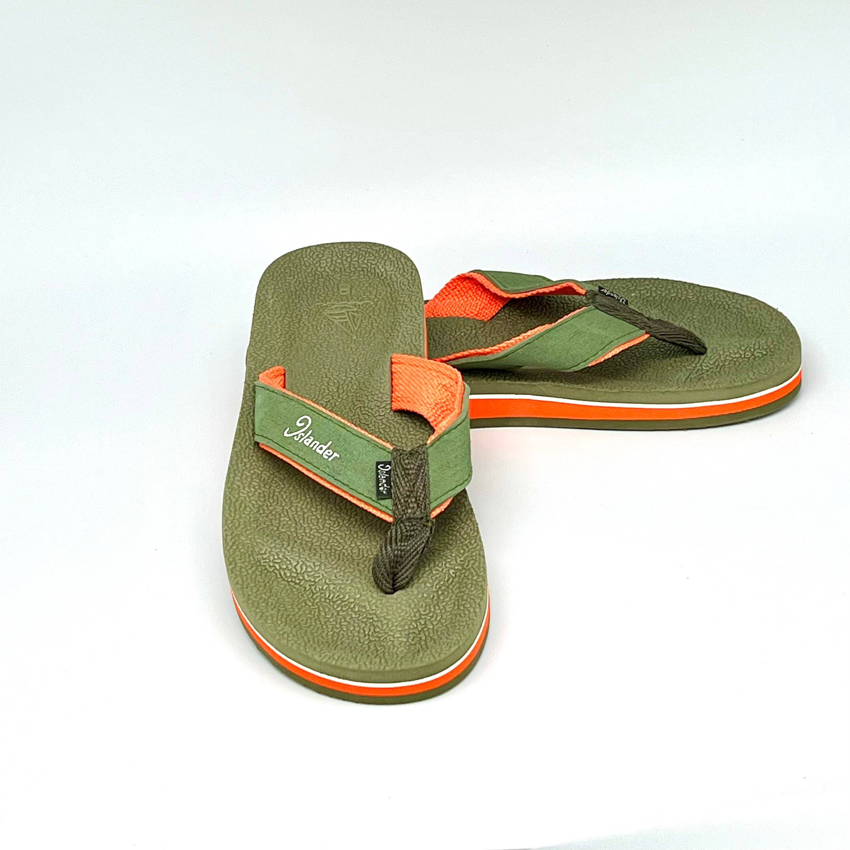 Islander Footwear & Apparel – wholesale Flip flops – Unisex – 2300 Series Sandals (Flip Flops) - Olive Green / Orange3