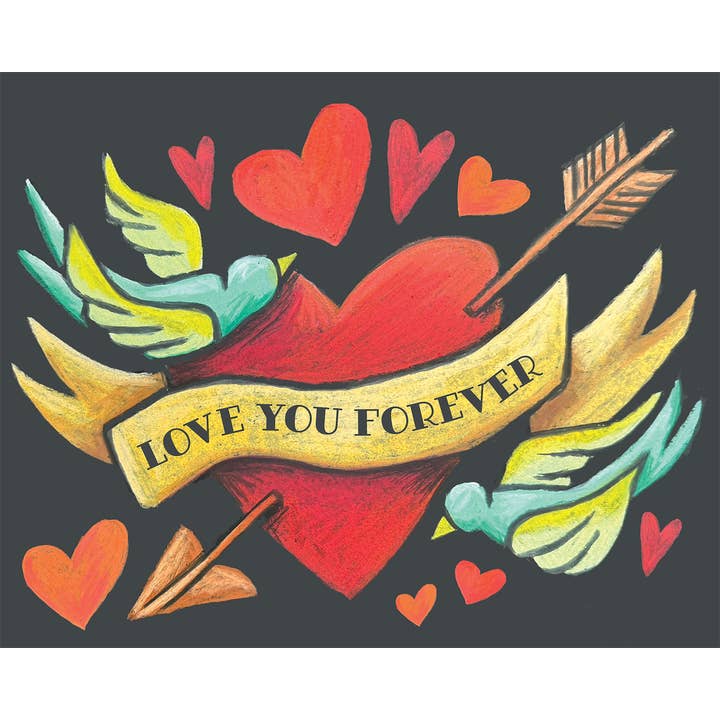 Love You Forever Card- love, valentine, cute, tattoo for wholesale by Kerry Quinn's Kitsch