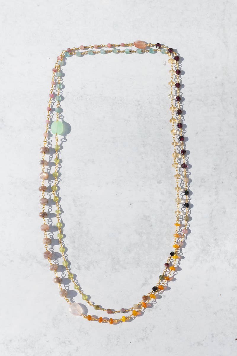 Native Gem - Wholesale Beaded/Pearl Necklace - CHAMELEON NECKLACE- RAINBOW2