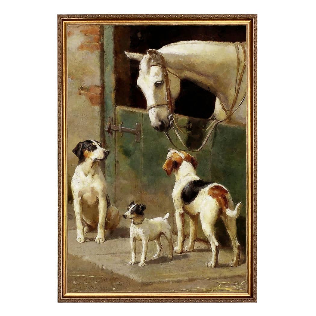 Madison Bay Co. - Historical Home Decor Reproductions - Wholesale Art Print - Dog and Horse at Stable Vintage Painting Print on Canvas25