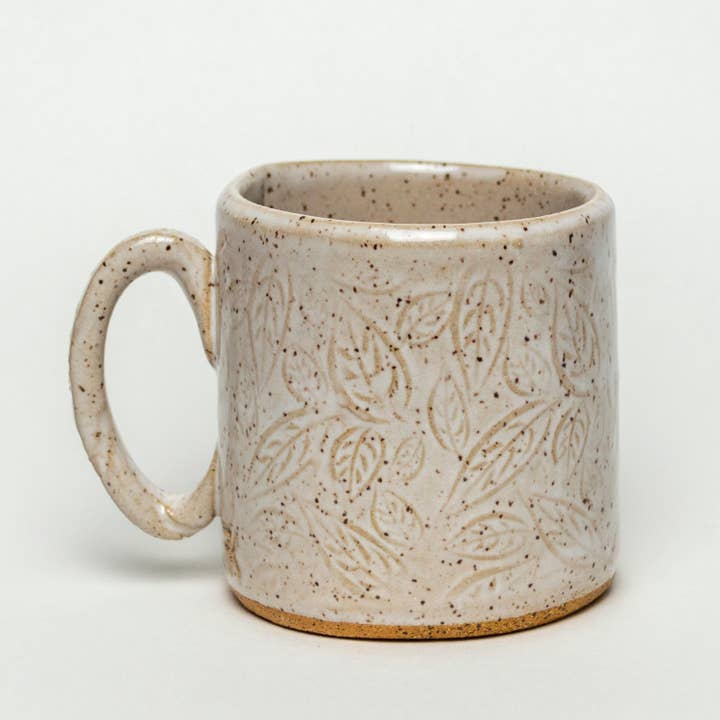 White Squirrel Clayworks - Wholesale Coffee Mug - Sunflower Pattern Handmade Ceramic White 10oz Mug2