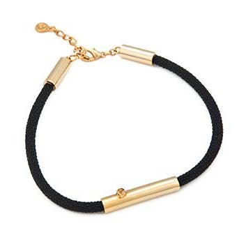 Gold Plated Faux Black Leather Choker for wholesale by Viviane Guenoun