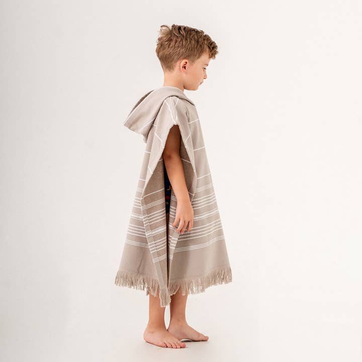 Beige Hooded Poncho Surf Changing Swimming Beach Towel Terrybacked for wholesale on Faire