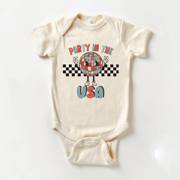 Party In The USA 4th of July Kids Infant Onesie for wholesale by Rags Revived