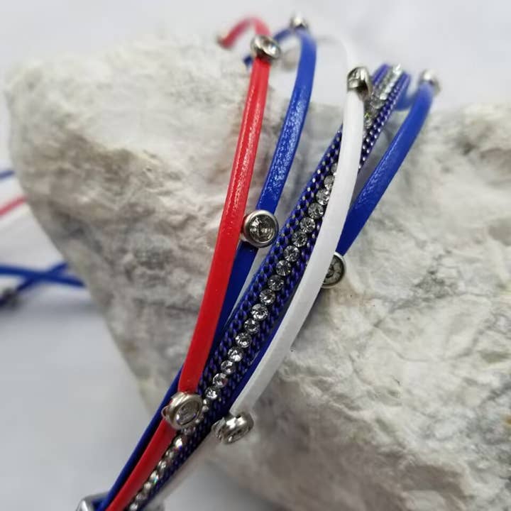 The Pretty Jewellery – Engroshandel Armbånd – Patriotisk lagdelt læder magnetisk Wrap armbånd3
