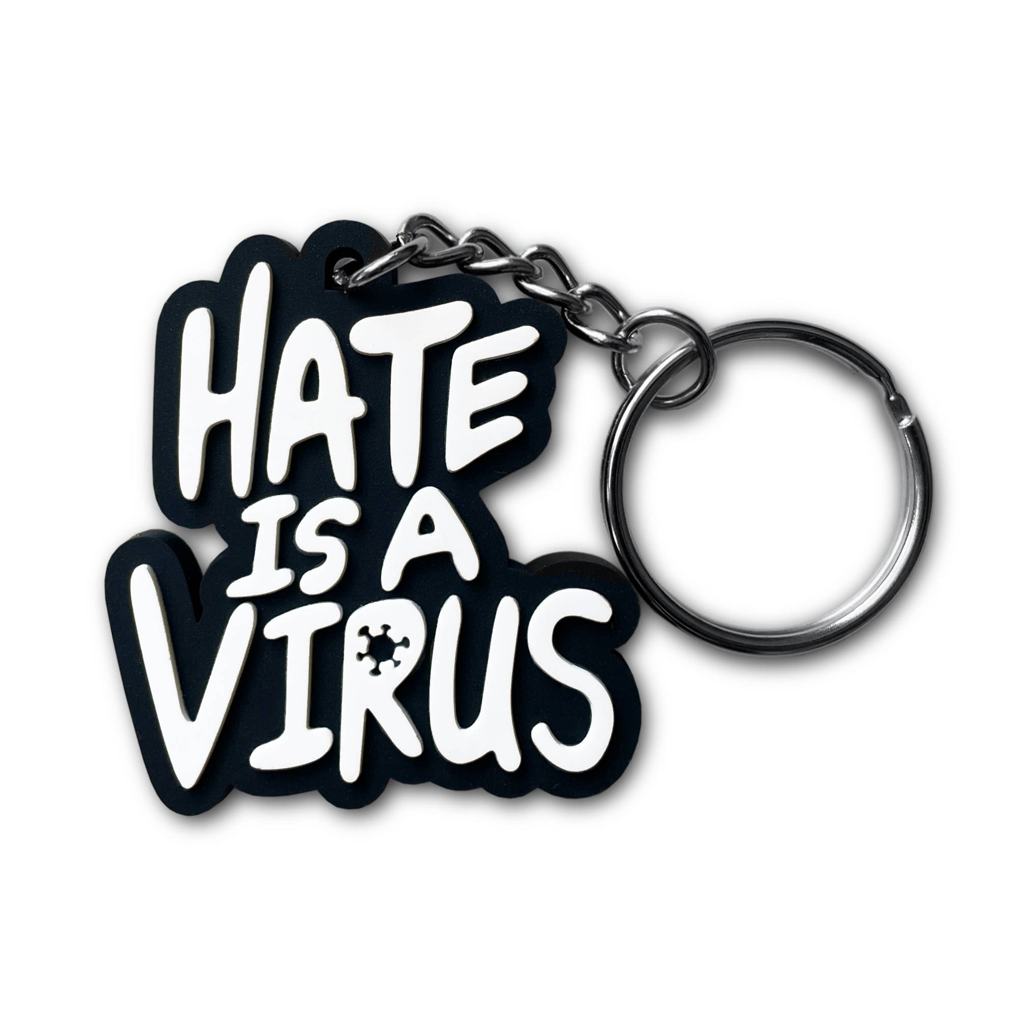 On Point Pins – Großhandel Schlüsselanhänger – Unisex – Stop Asian Hate | Hass ist ein Virus Weich-PVC-Schlüsselanhänger Charity1