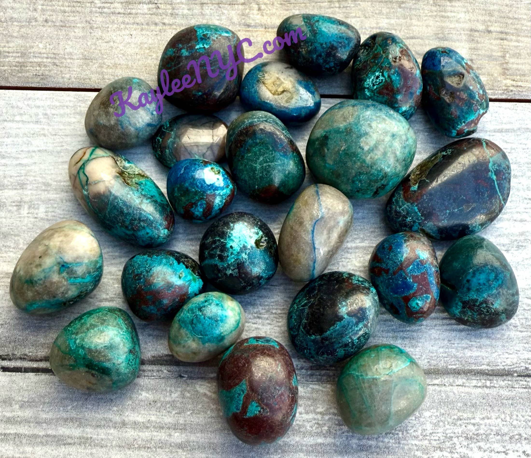 KayleeNYC - Wholesale Spiritual Stone/Crystal - 1 lb Natural Chrysocolla Shattuckite Azurite Dioptase Tumble3