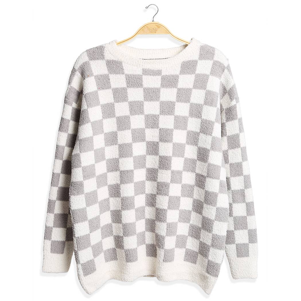 Fashion City - Wholesale Sweatshirt - Women's - Checkered Pullover Sweater Lounge Pajama Top5
