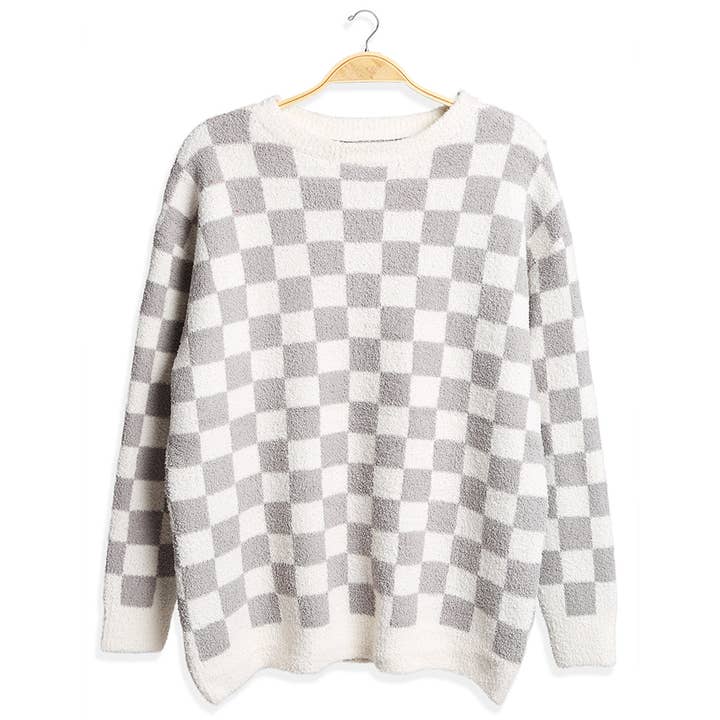 Fashion City - Wholesale Sweatshirt - Women's - Checkered Pullover Sweater Lounge Pajama Top10