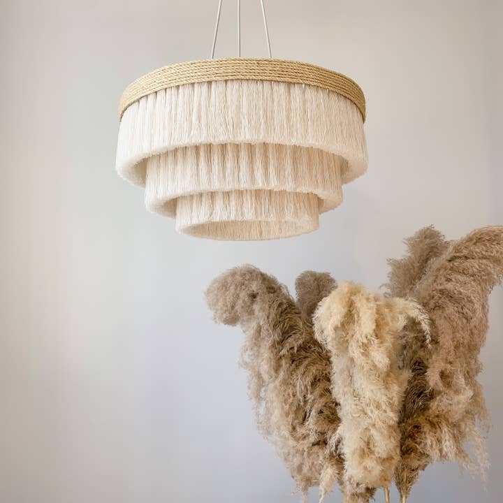 BOHO LIGHTS - Wholesale Chandelier/hanging light - Cotton Fringe With Sisal Band Chandelier3
