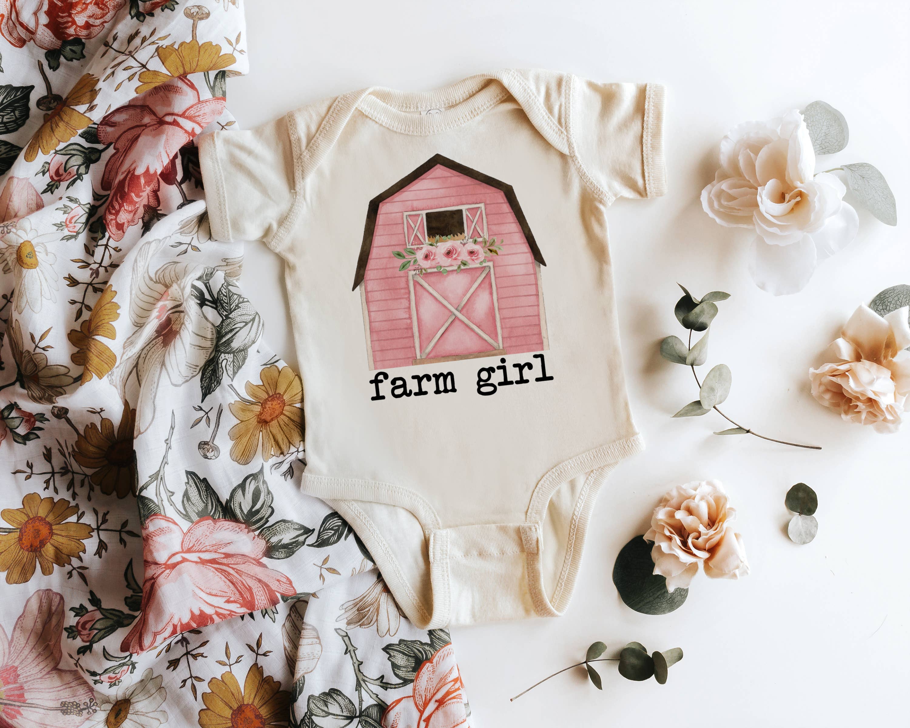 Love You a Latte Shop - Wholesale Bodysuit (Non-Footed) - Baby - Farm Girl Barn Natural Color Baby Bodysuit