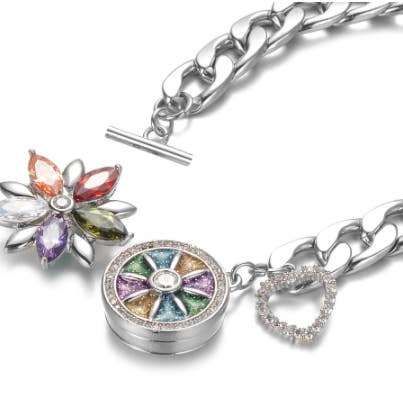Link Bracelet with Heart  -18mm - Stainless Steel With Heart for wholesale by Say It in A Snap Jewelry