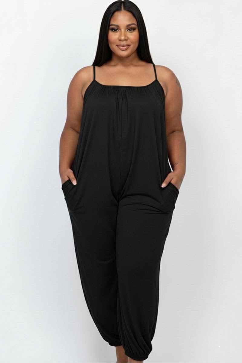 CAPELLA APPAREL - Wholesale Jumpsuit - Women's - Plus Size Sleeveless Jogger Jumpsuit0