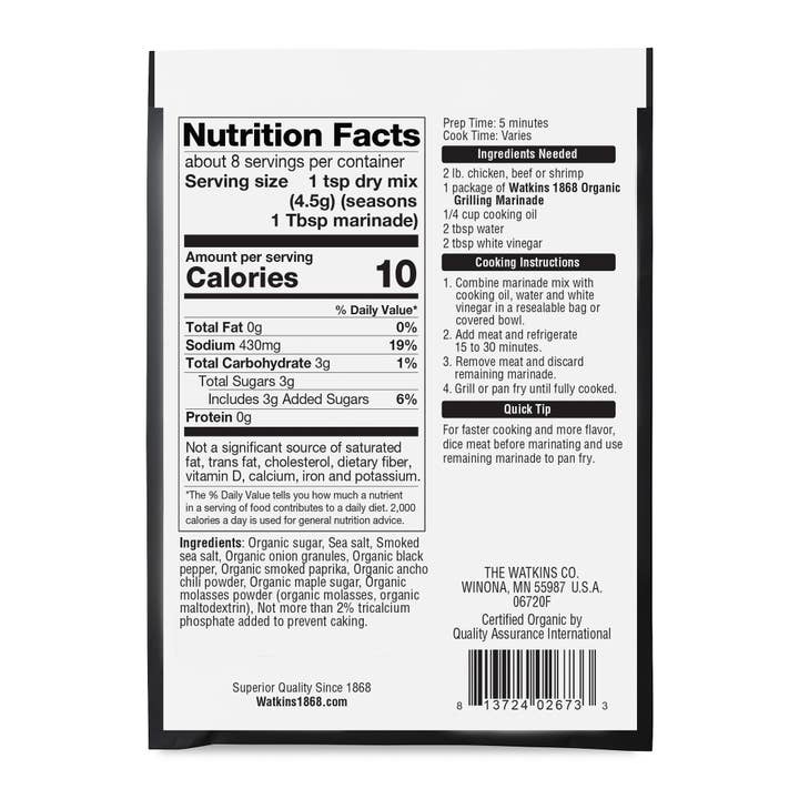 The Watkins Co. - Vente Marinade - Marinade à l'érable épicée biologique, 1,25 oz1