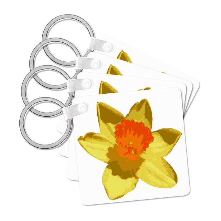 3dRose - Wholesale Keychain - Unisex - 3dRose, Spring Daffodil Vector Isolated, Key Chain