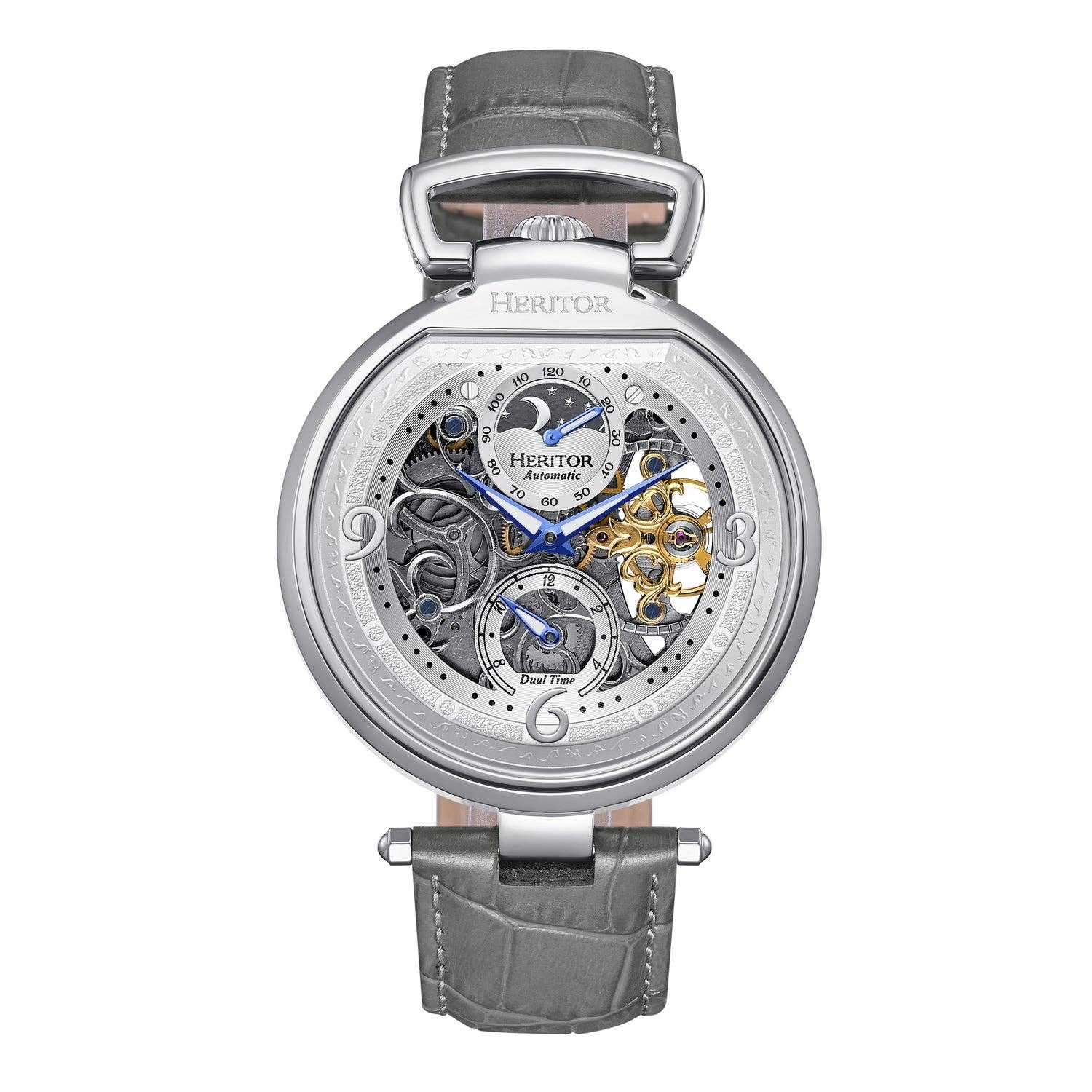 Heritor Automatic - Wholesale Wrist Watch - Men's - Heritor Automatic Lincoln Semi-Skeleton Leather-Band Watch3