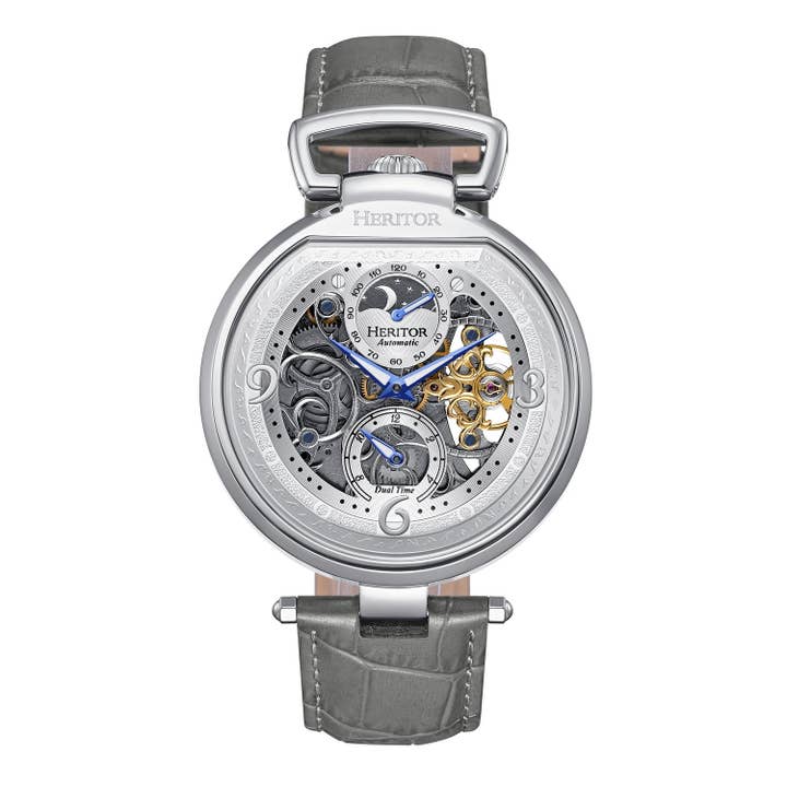 Heritor Automatic - Wholesale Wrist Watch - Men's - Heritor Automatic Lincoln Semi-Skeleton Leather-Band Watch3