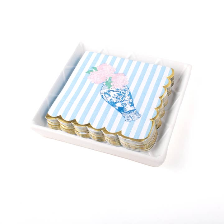 8 Oak Lane - Wholesale Napkin holder - White Textured Beverage Napkin Tray1