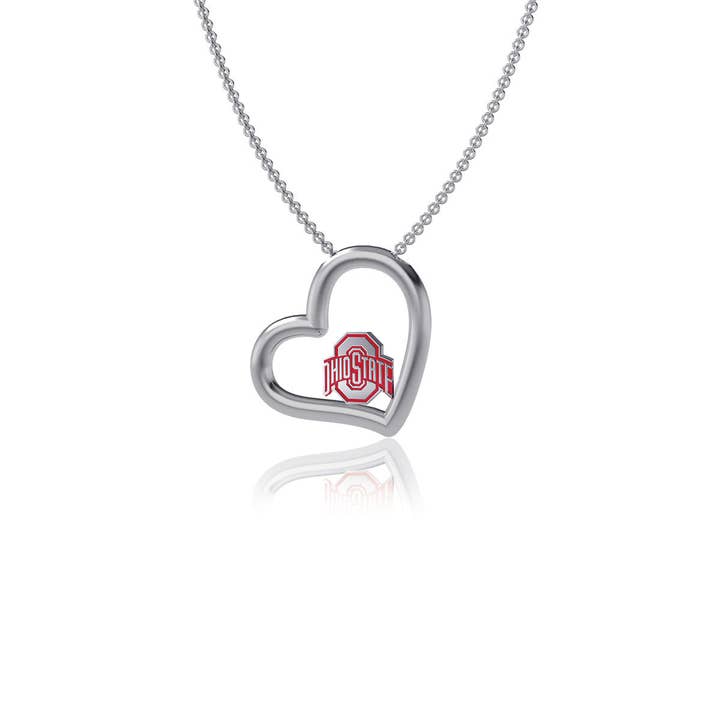 Ohio State University Heart Necklace - Enamel for wholesale by Dayna Designs