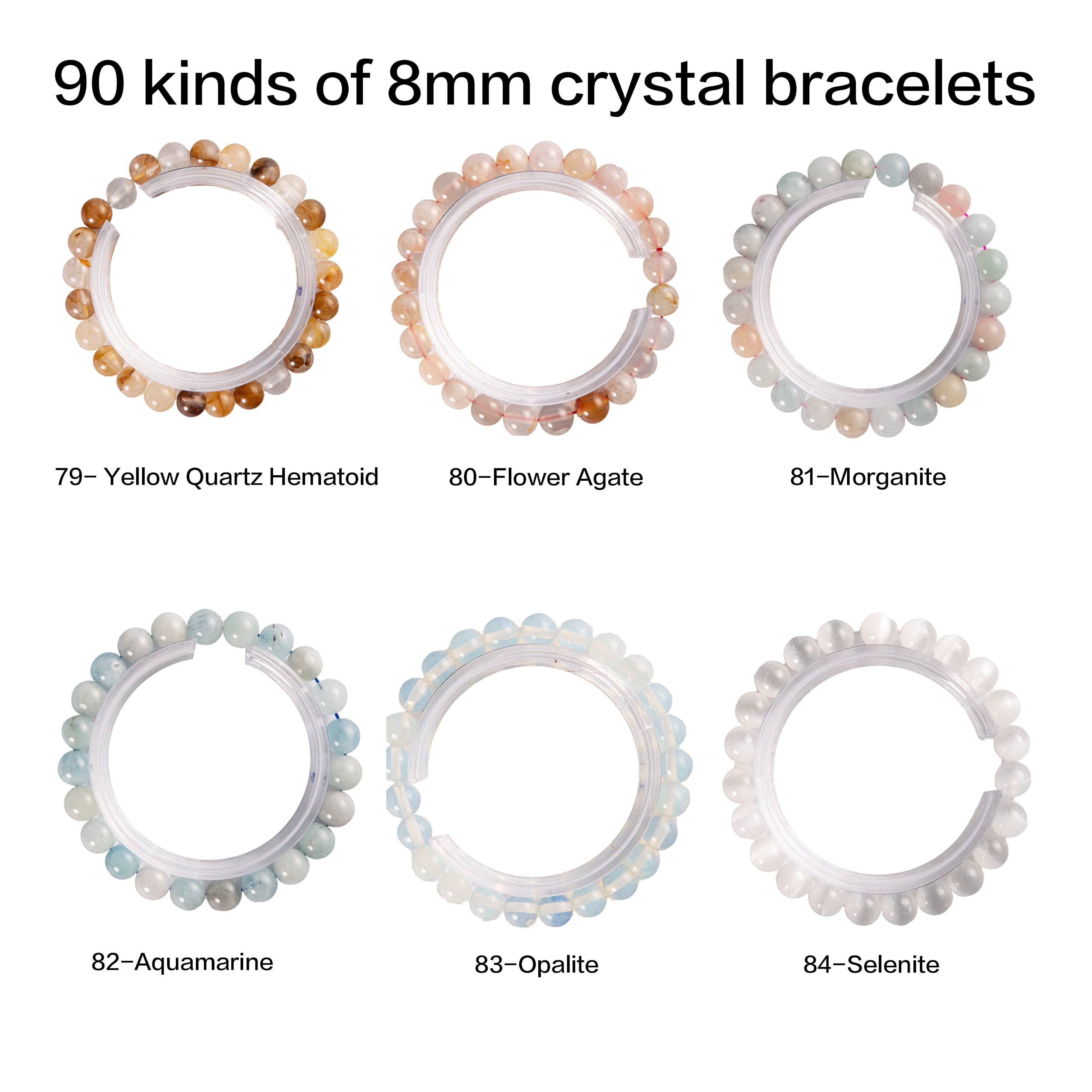 YYDIYcrystal - Vente Bracelet de perles - Bracelet en cristal 8mm 2 pièces, bijou en perles de pierres précieuses,12